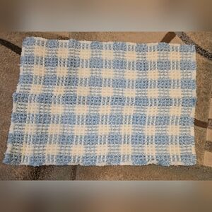 Soft Blue and White Textured Bath Mat, 2 Available, Price Is For 1